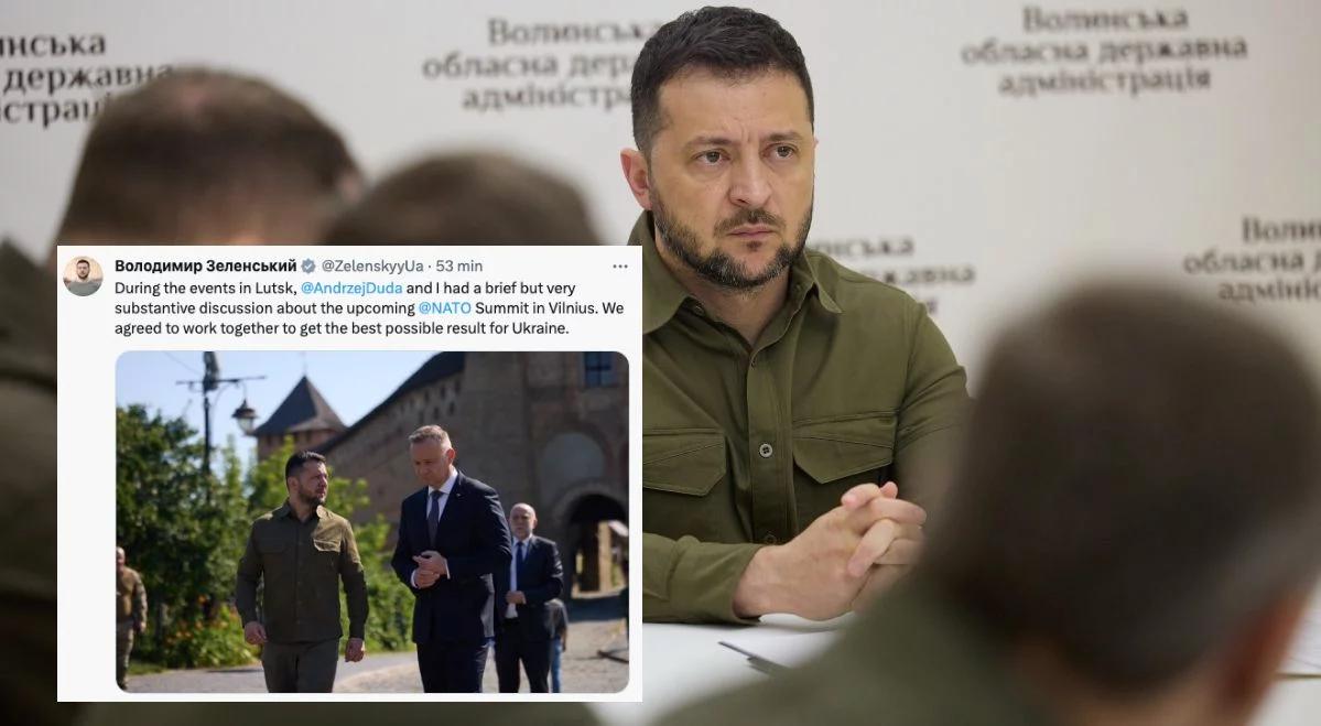 "Z prezydentem Dudą rozmawialiśmy o szczycie NATO w Wilnie". Wołodymyr Zełenski po wizycie w Łucku