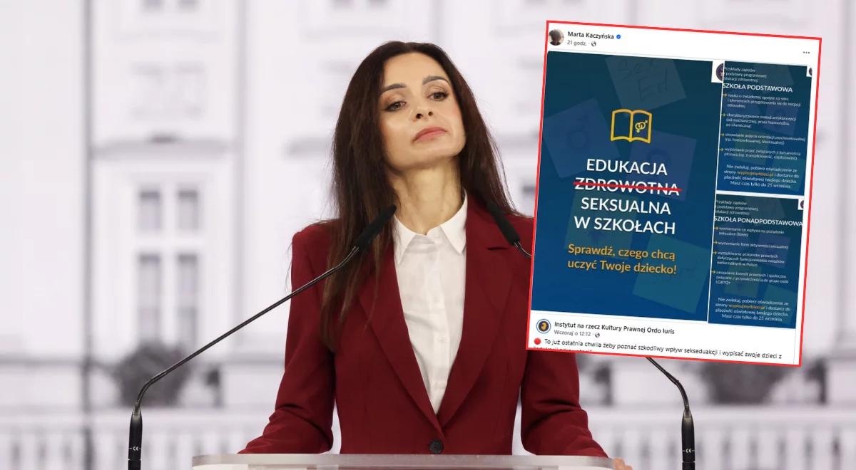 Marta Kaczyńska udostępniła wpis Ordo Iuris ws. edukacji zdrowotnej