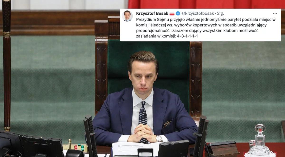 Komisja ds. wyborów korespondencyjnych. Wicemarszałek Bosak poinformował o podziale miejsc