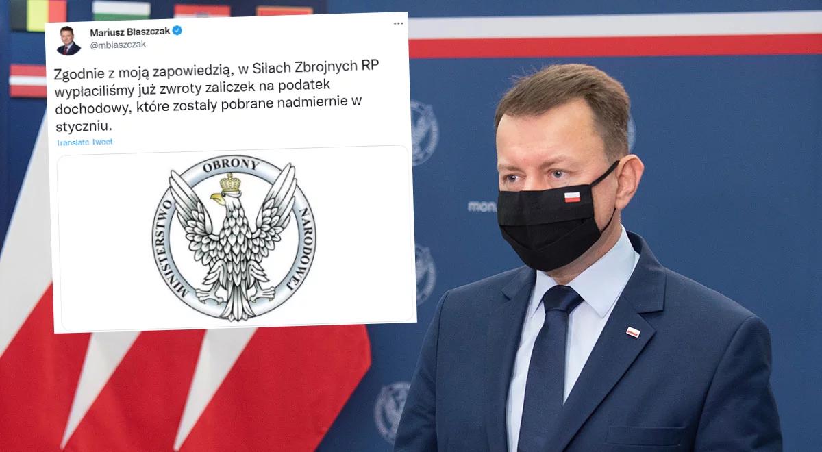 Polski Ład. Szef MON: wypłaciliśmy już zwroty zaliczek na podatek dochodowy