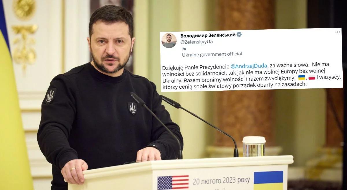 Wołodymyr Zełenski podziękował Andrzejowi Dudzie. "Razem bronimy wolności i razem zwyciężymy"