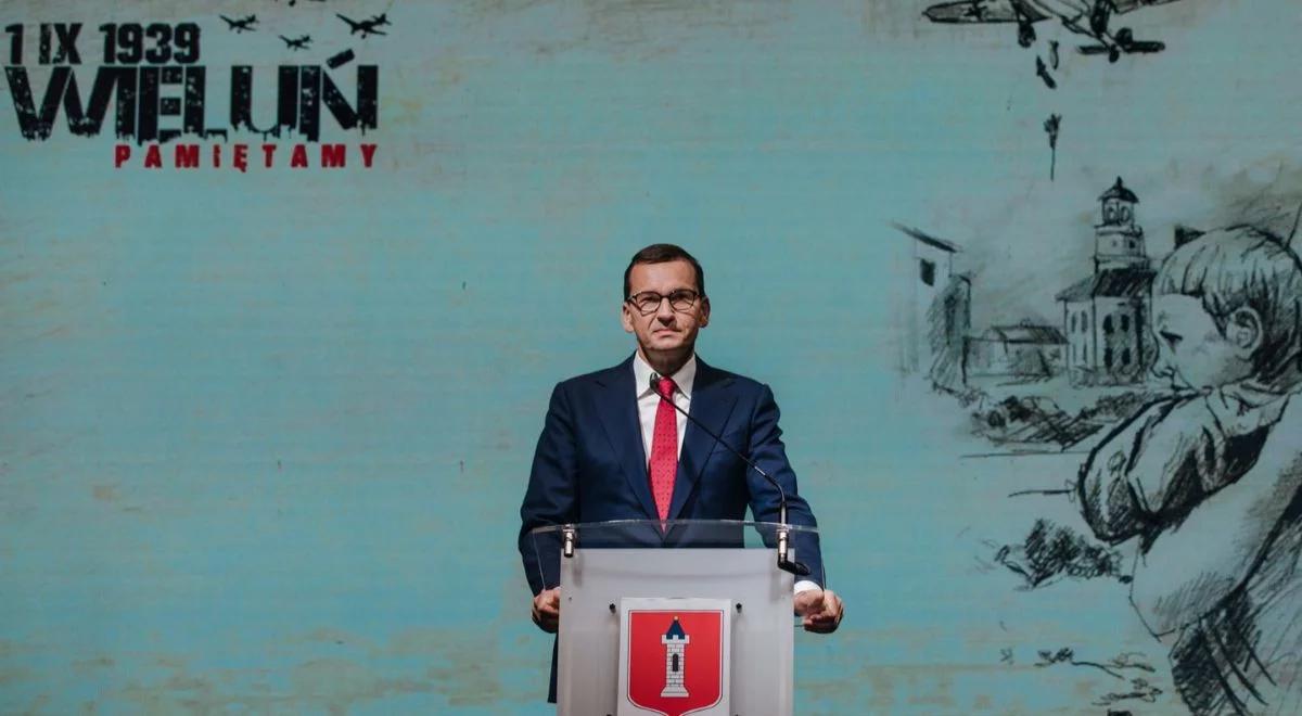 Premier Morawiecki w Wieluniu: za każdym człowiekiem kryje się koszmar wojny