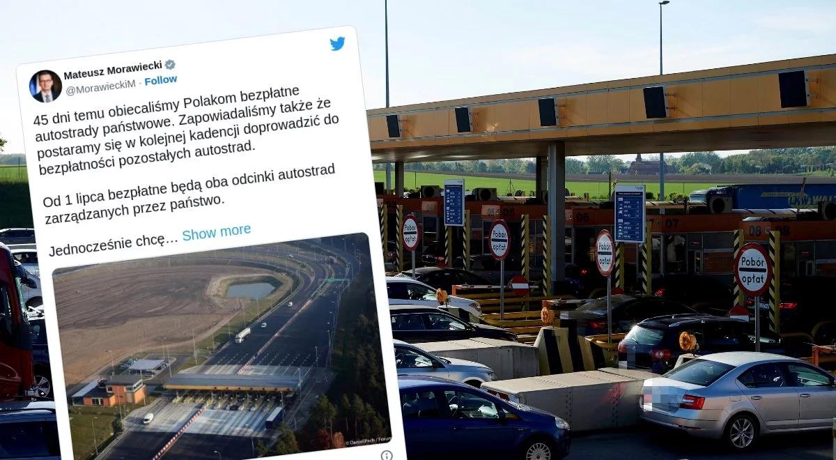 Od dziś bezpłatne przejazdy państwowymi odcinkami autostrad. Premier Morawiecki zapowiedział dodatkowe udogodnienia