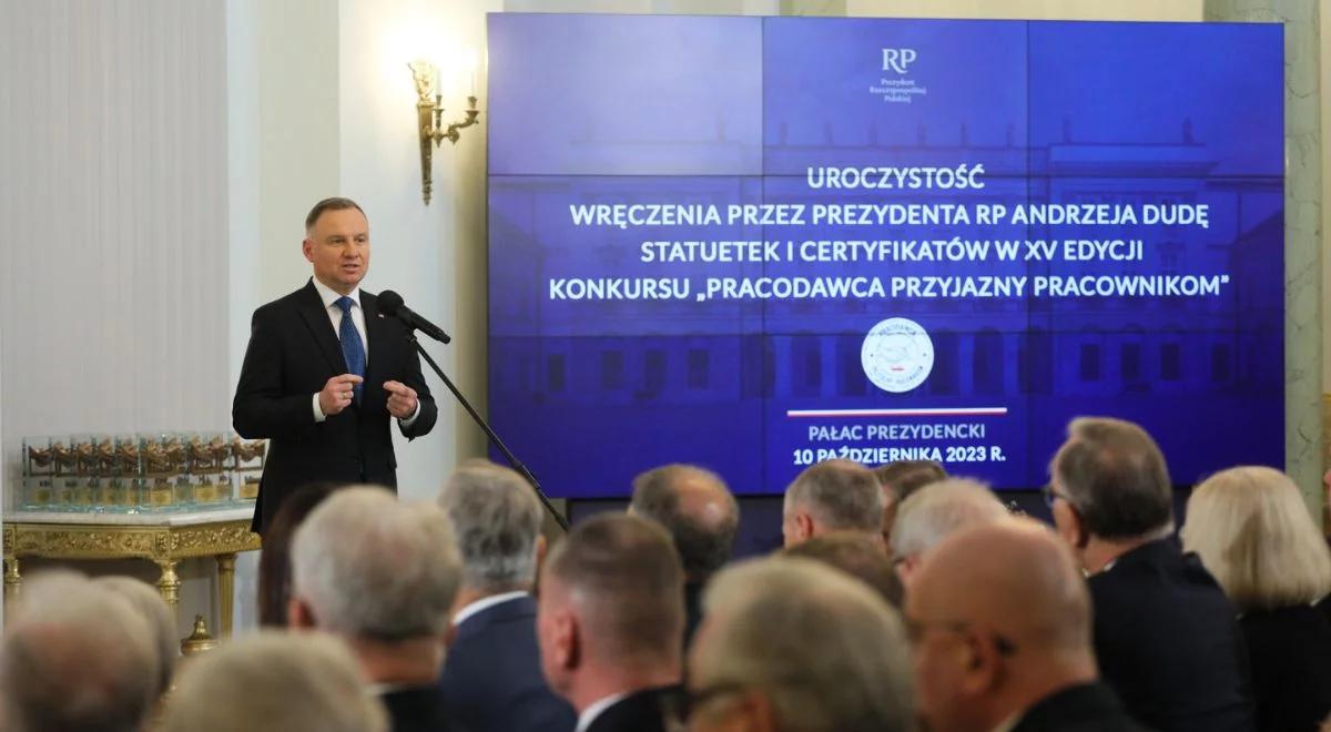 Konkurs "Pracodawca przyjazny pracownikom" rozstrzygnięty. Andrzej Duda: przyczynia się do cywilizowania rynku pracy