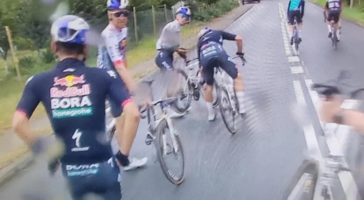 Kraksa na 1. etapie Tour de Pologne. Potem piesek wbiegł w peleton