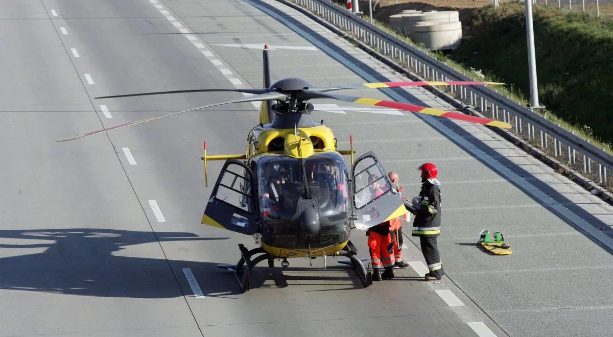 Ogromny korek na A4. Lądował śmigłowiec LPR