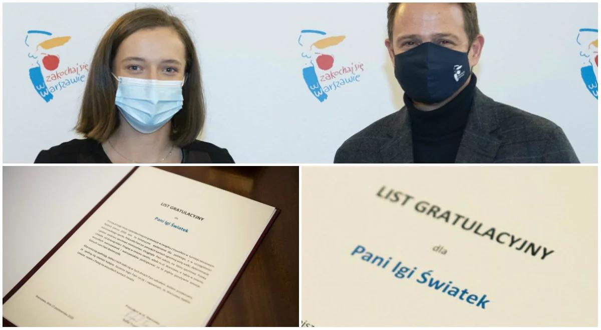 Rafał Trzaskowski pogratulował Idze Świątek i pomylił jej nazwisko