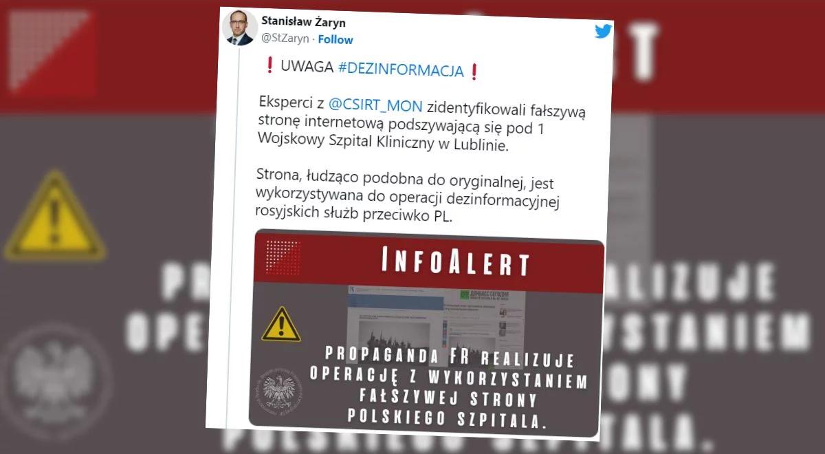 Oszuści podszywają się pod stronę 1 Wojskowego Szpitala w Lublinie. Żaryn: zamieszczono treści dezinformujące