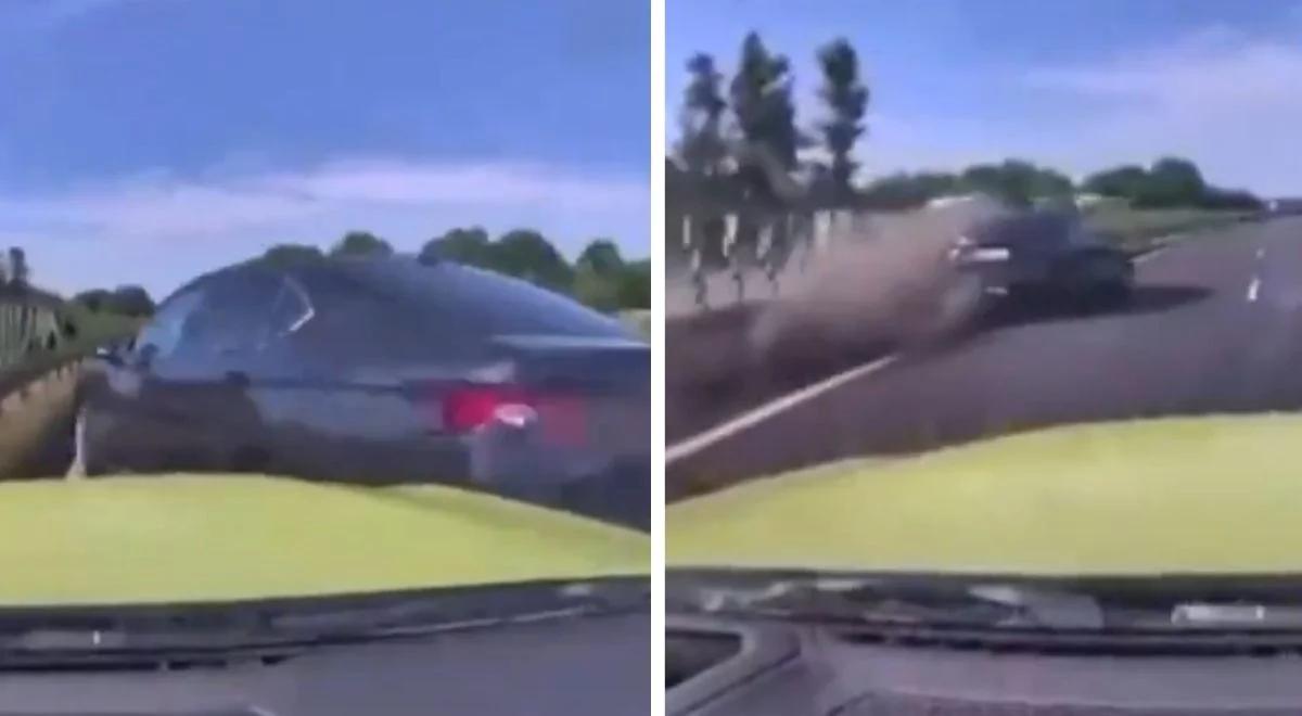 Zajechał drogę i uderzył w auto na lewym pasie. To marszałek województwa [NAGRANIE]