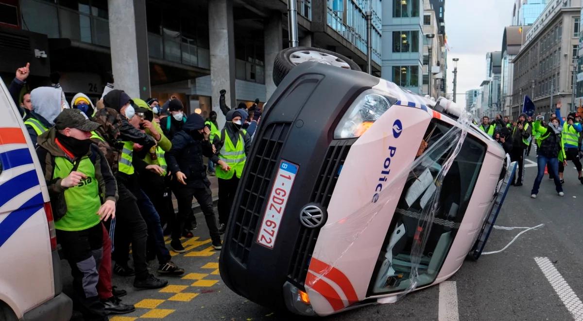 "Żółte kamizelki" także w Brukseli. Atak na siedzibę premiera i starcia z policją
