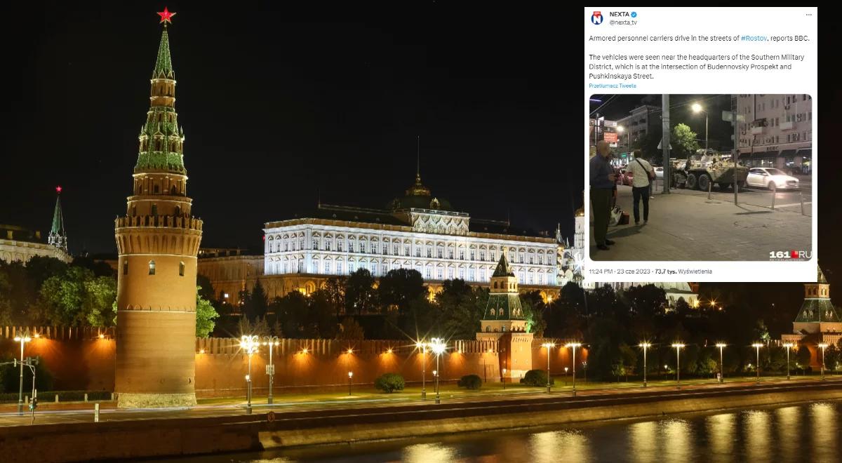 Na rosyjskich ulicach pojawiły się pojazdy opancerzone. To reakcja na oświadczenie szefa Grupy Wagnera