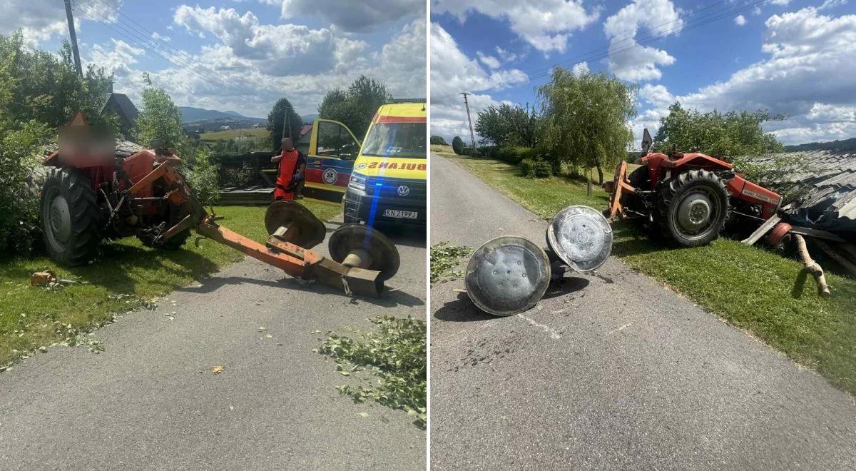 Osiem promili i praca w polu. Traktorzysta z Limanowej skończył na szopie [ZDJĘCIA]