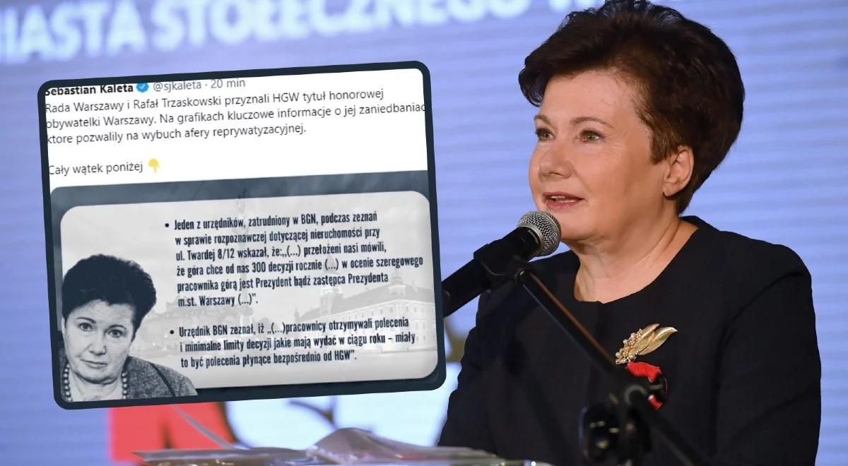 "Wstyd i potwarz dla wszystkich pokrzywdzonych reprywatyzacją". Kaleta o uhonorowaniu Gronkiewicz-Waltz 