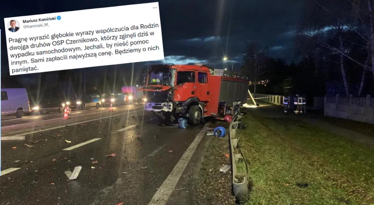 Śmiertelny wypadek strażaków w Czernikowie. Mariusz Kamiński: jechali by nieść pomoc, zapłacili najwyższą cenę