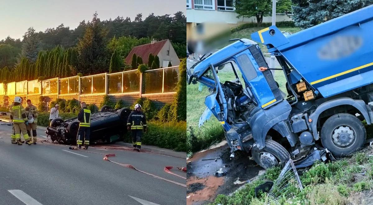 Wypadek w Olsztynie. Wywrotka taranowała wszystko na swojej drodze, wielu rannych