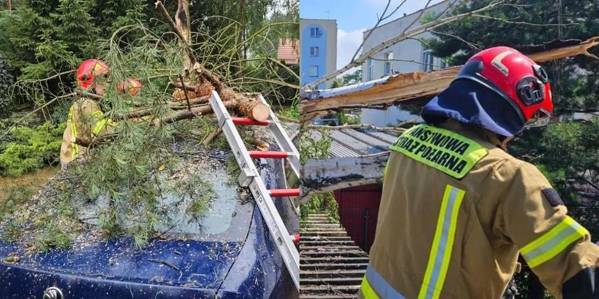 Zerwane dachy, uszkodzone auta. Strażacy walczą ze skutkami nawałnic