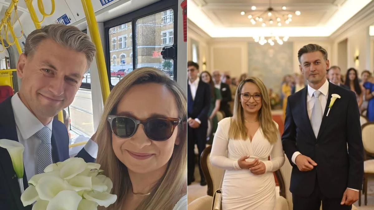 W sukni ślubnej tramwajem. Marcelina Zawisza pokazała nietypowe zdjęcie ze ślubu