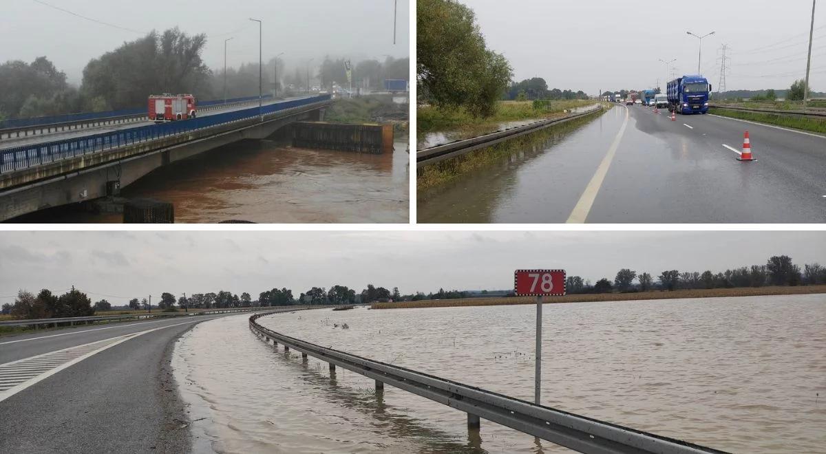 Zalane drogi, zniszczone mosty. Poważne utrudnienia na drogach na południu Polski