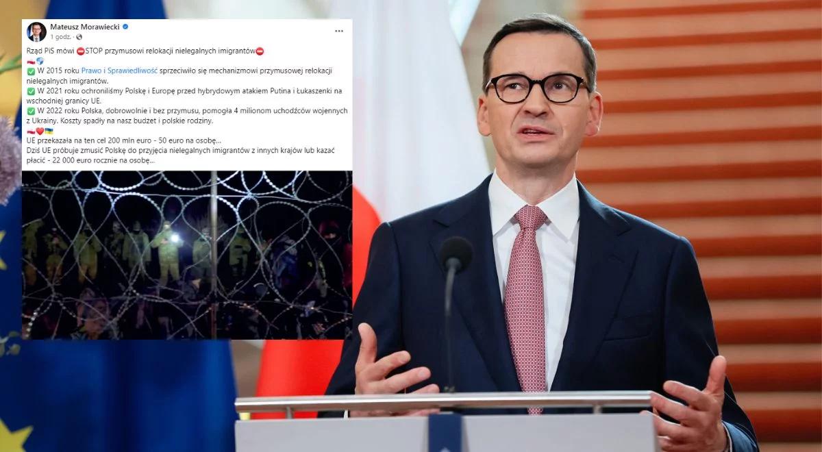 Premier Morawiecki: mówimy "stop" przymusowi relokacji nielegalnych imigrantów