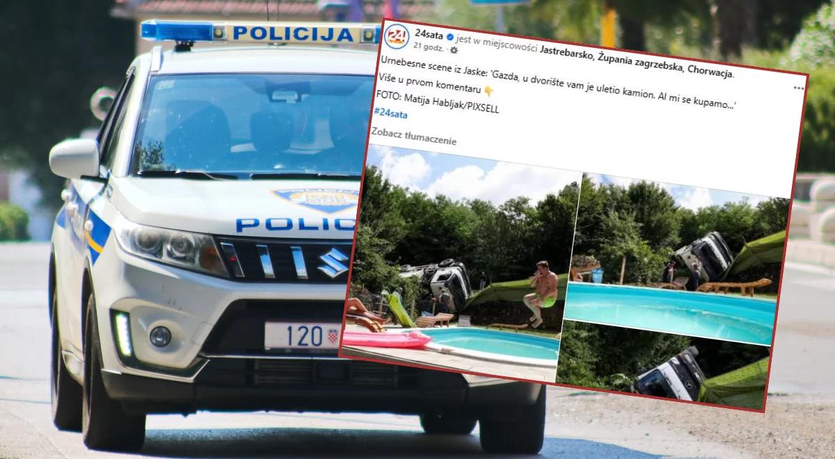 Ciężarówka wjechała w posesję w Chorwacji. Polacy kontynuowali kąpiel w basenie