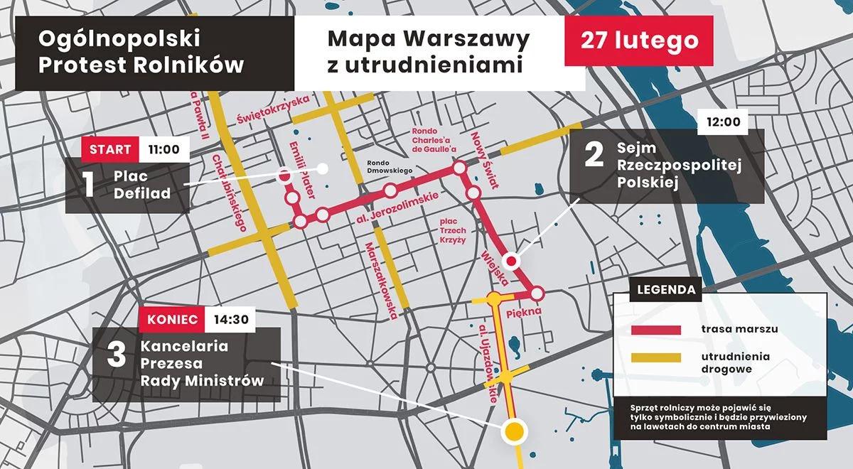 Protest rolników w Warszawie. Część ruchu jest przywracana, sprawdź, gdzie wciąż są utrudnienia [MAPA]