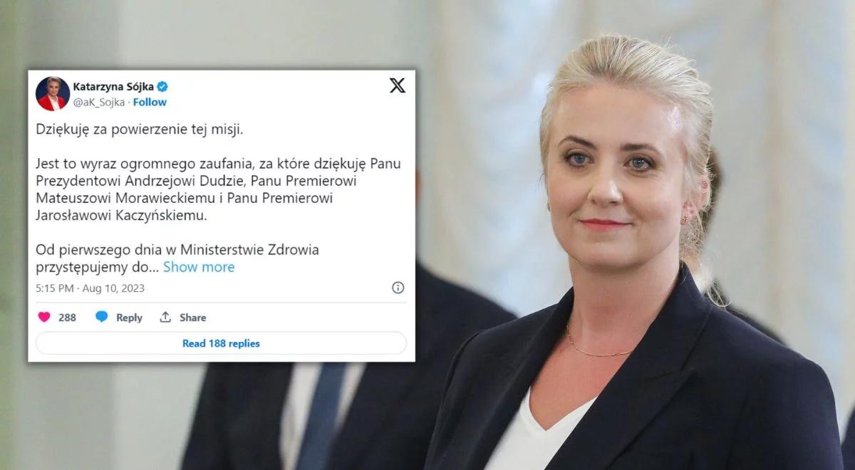 Katarzyna Sójka nowym ministrem zdrowia. "Cel jest jeden: dobro pacjenta"