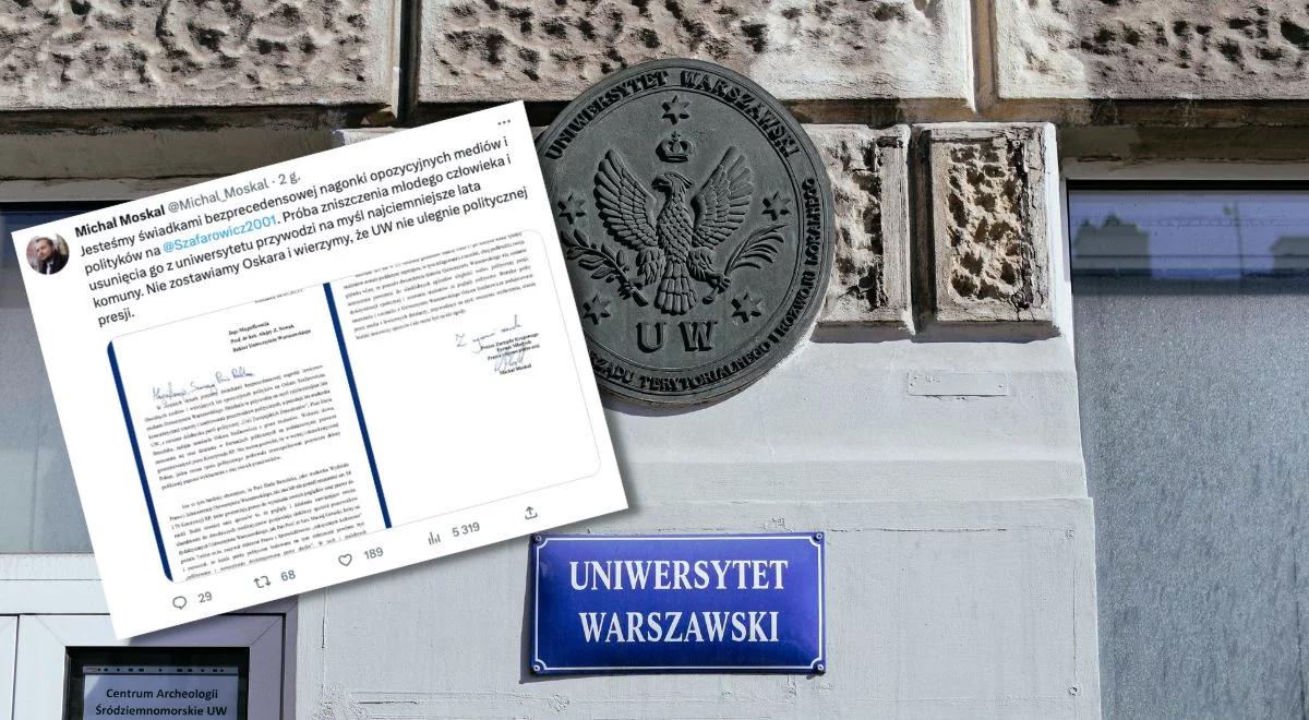 "Nie może być zgody na usunięcie Oskara Szafarowicza z UW". Prezes Forum Młodych PiS w liście do rektora uczelni