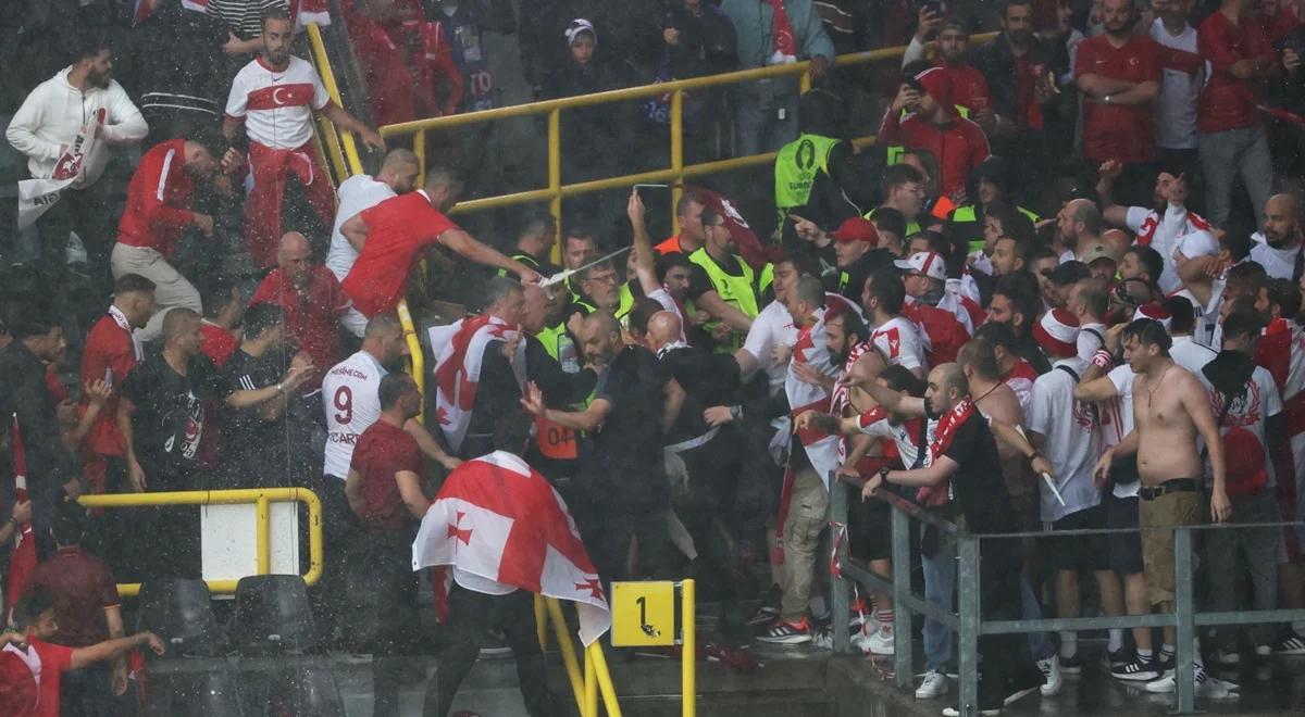 Euro 2024. Sceny na trybunach. Ostre starcia kibiców Gruzji i Turcji