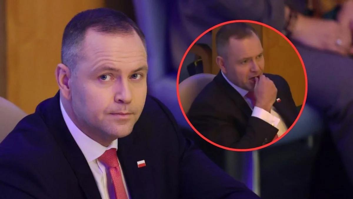 Nawrocki nagle otrzymał białe pudełko. Kamery uchwyciły znajomy gest