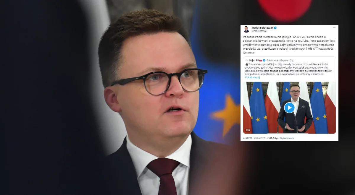 "Nie jest pan już w TVN". Mariusz Błaszczak reaguje na wypowiedź Szymona Hołowni