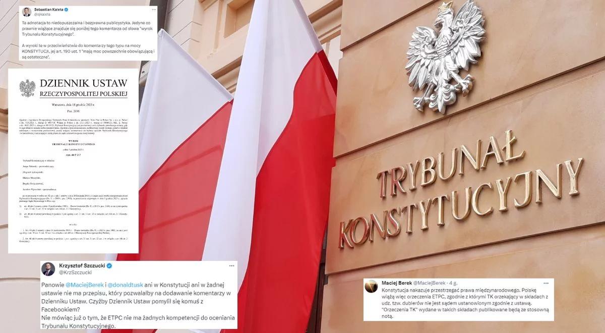 Publikacja wyroku TK z adnotacją. W sieci zawrzało. "Bezprawna publicystyka"