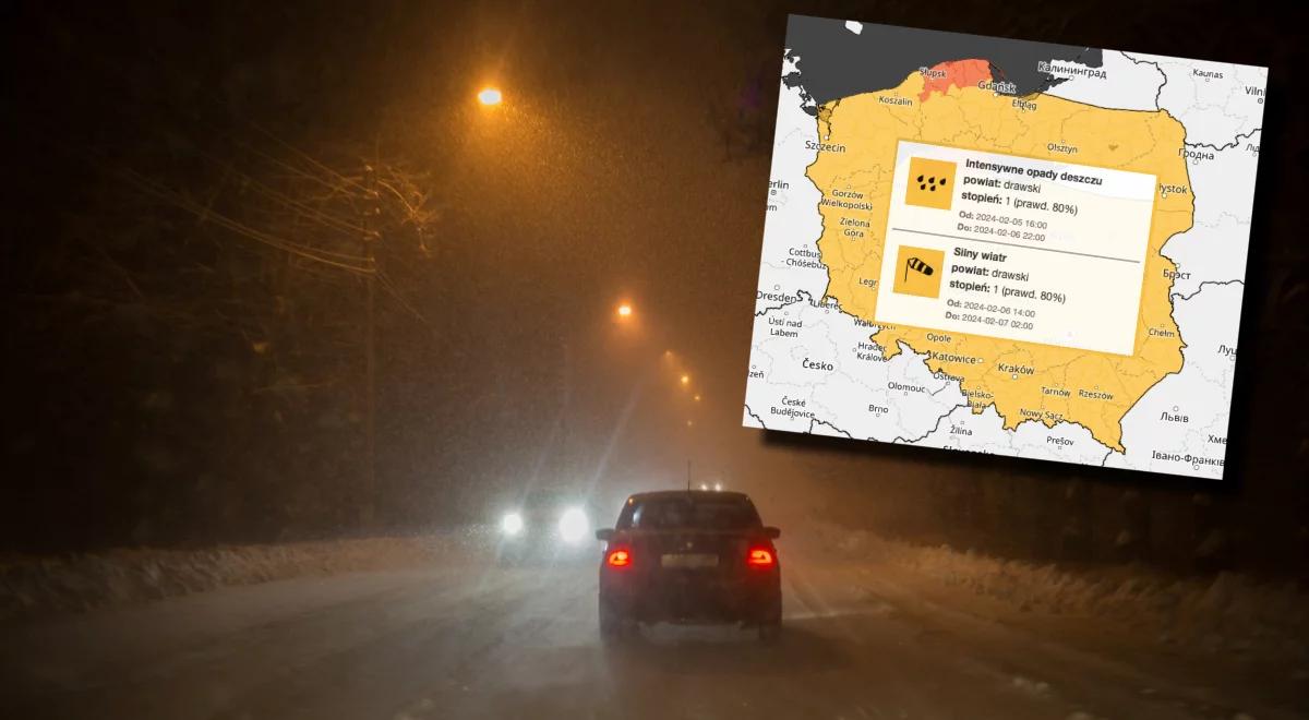 W nocy będzie bardzo niebezpiecznie. Opady i silny wiatr. Alerty dla całej Polski