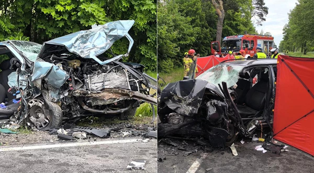 Wypadek koło Szydłowa. Czołowe zderzenie na prostej drodze, nie żyje dwóch kierowców