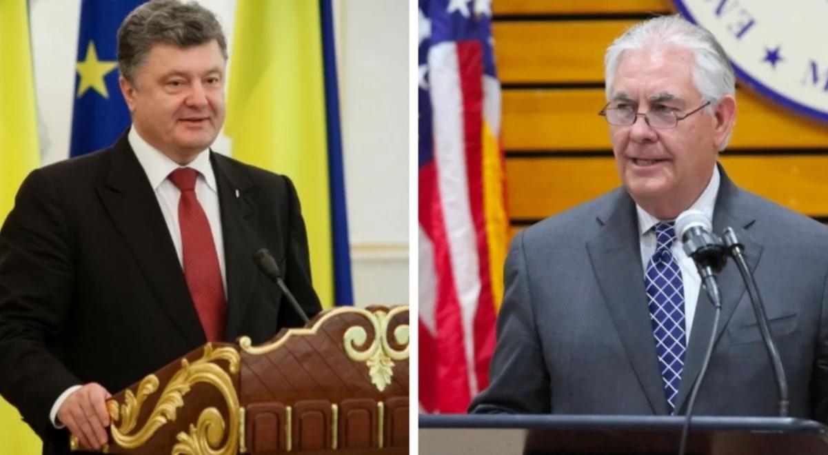 Petro Poroszenko rozmawiał telefonicznie z Rexem Tillersonem. Sekretarz stanu USA był w drodze do Rosji
