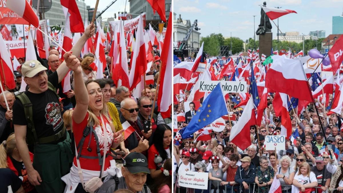 Marsze Trzaskowskiego i Nawrockiego 25 maja na żywo. Transmisja i relacja