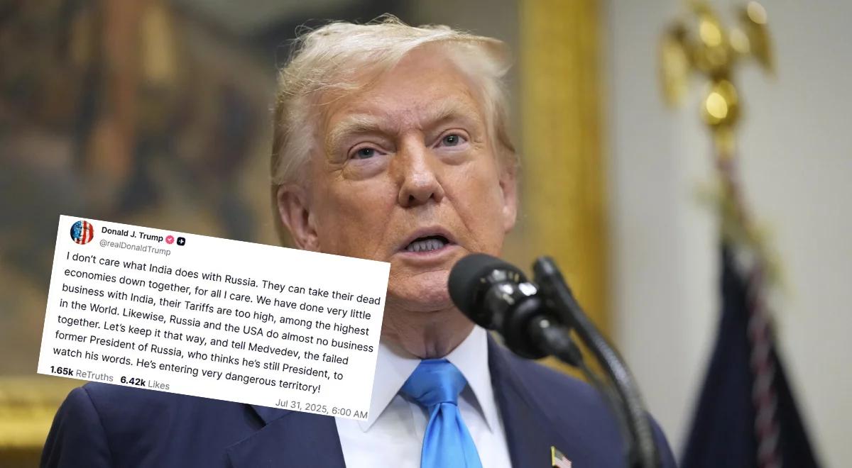 Trump ostrzega Miedwiediewa. "Wkracza na niebezpieczną ścieżkę"