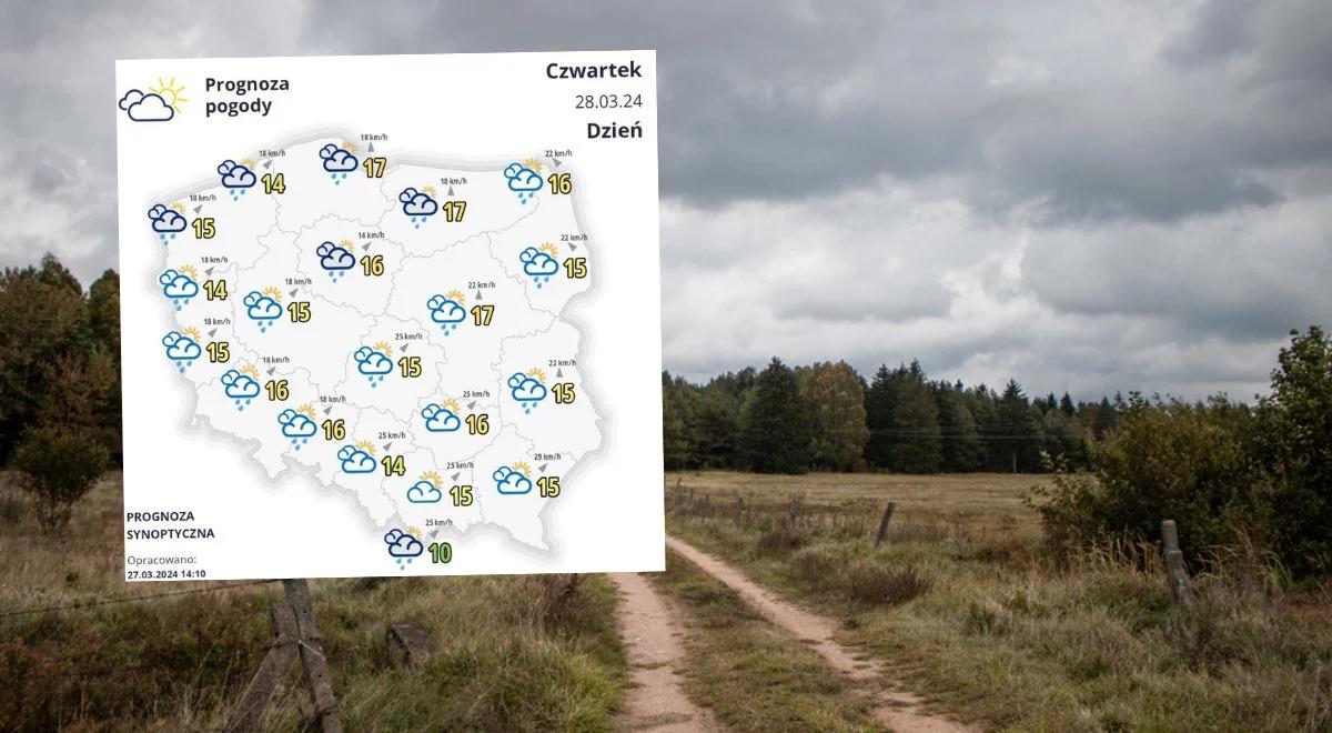 Pogoda. Czwartek pod znakiem przelotnych opadów. W centrum mogą wystąpić burze