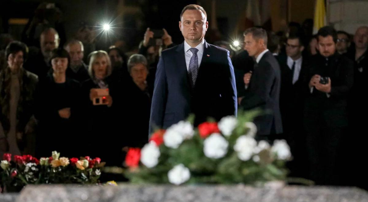 Prezydent Andrzej Duda złożył kwiaty na grobie bł. ks. Jerzego Popiełuszki