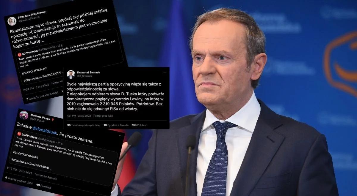 "Żałosne, Donaldzie Tusk, po prostu żałosne". Liderzy i zwolennicy Lewicy odpowiadają na atak szefa PO