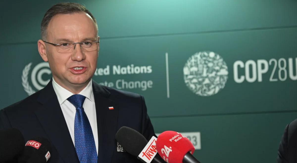 Konferencja COP28. Prezydent Duda: zapewniajmy proklimatyczne rozwiązania, szanując jakość życia