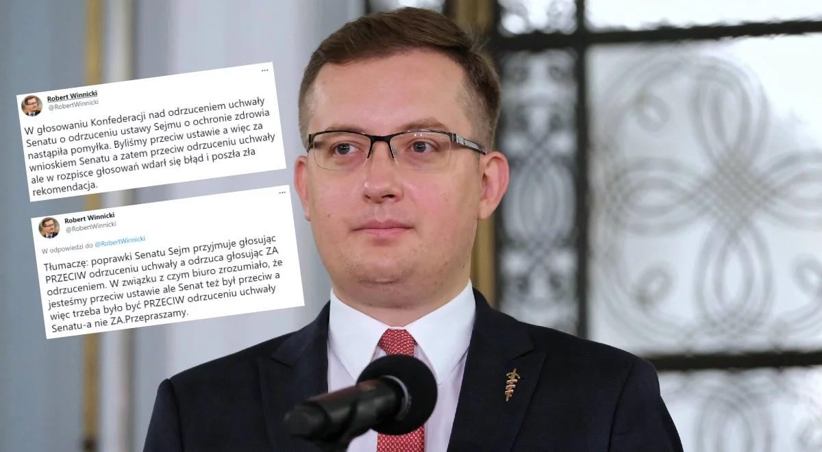 Głosowanie ws. nowelizacji k.p.a. Winnicki tłumaczy postawę posłów Konfederacji: nastąpiła pomyłka