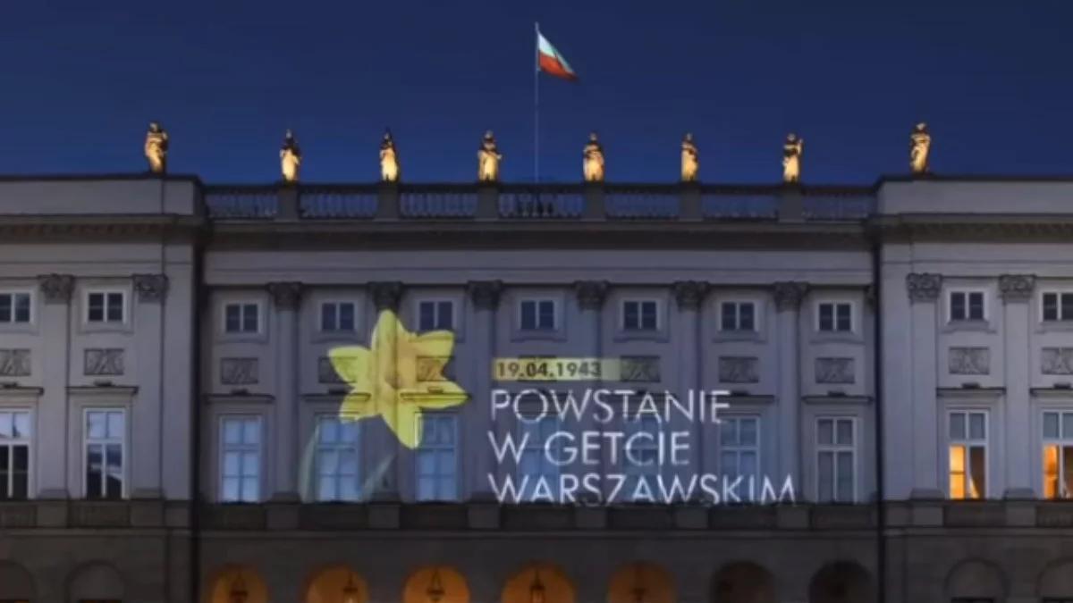 Pałac Prezydencki: iluminacja z okazji rocznicy wybuchu powstania w getcie