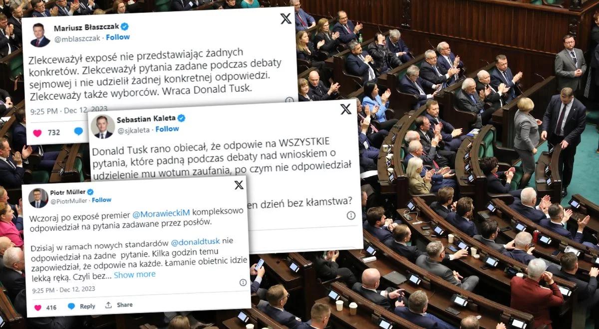 Tusk nie odpowiedział na pytania po exposé. Posłowie PiS oburzeni