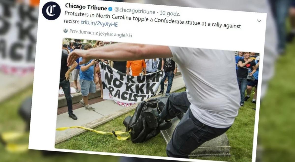 USA: protestujący obalili pomnik żołnierzy Konfederacji w Karolinie Północnej [WIDEO]