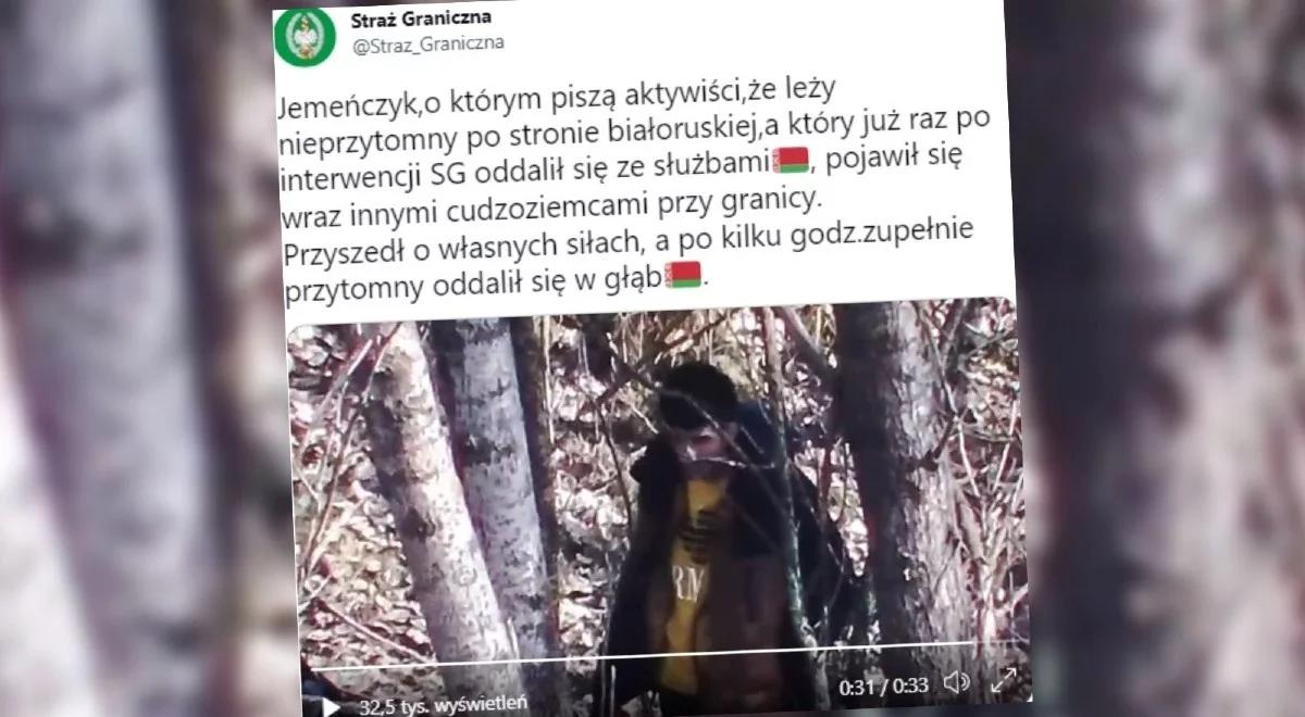 "Zupełnie przytomny oddalił się w głąb". SG publikuje nowe nagranie Jemeńczyka pod granicą