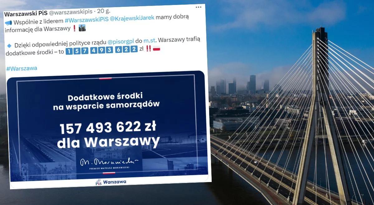 Do stolicy ma trafić ponad 157 mln zł. Poseł PiS: to wyniki odpowiedniej polityki rządu