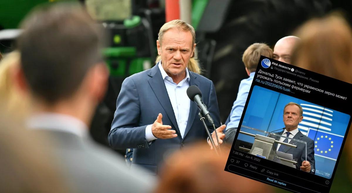 Tusk przestrzega przed ukraińskim zbożem. Jego słowa wykorzystała rosyjska propaganda