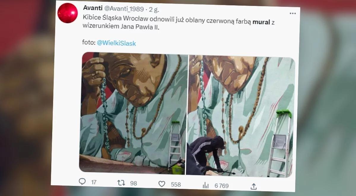 Wrocław: oblany farbą mural Jana Pawła II został oczyszczony. Policja prowadzi dochodzenie