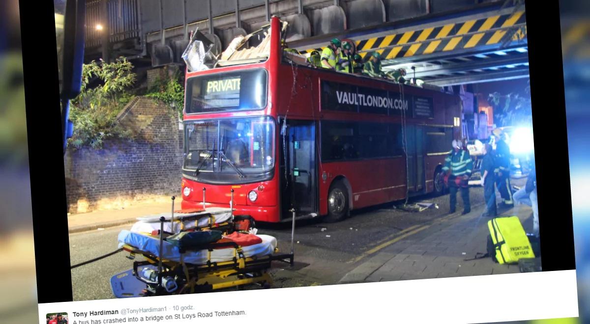 Autobus wbił się w wiadukt w Londynie. Jest wielu rannych