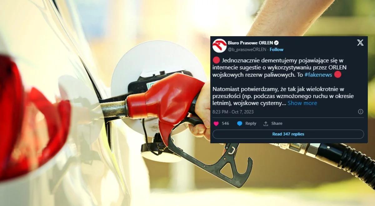 Orlen ucina spekulacje o uruchomieniu wojskowych rezerw paliw. "To fake news"